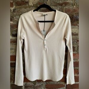 G-Star Deep V Slim Ribbed Long Sleeve Top Henley Thermal